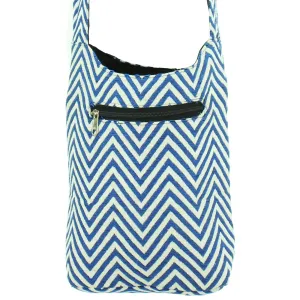 Cotton Canvas Sling Shoulder Bag - ZigZag Blue