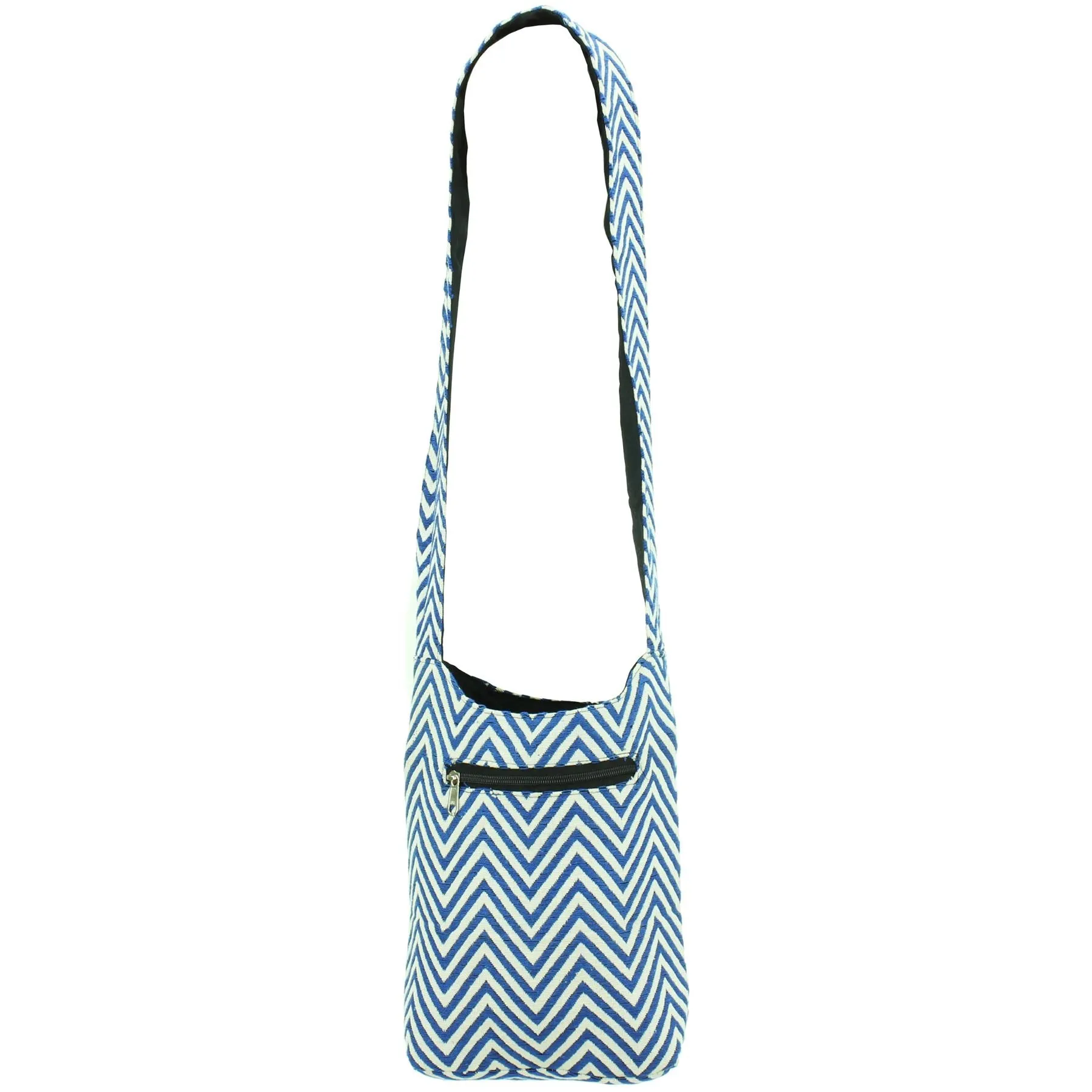 Cotton Canvas Sling Shoulder Bag - ZigZag Blue