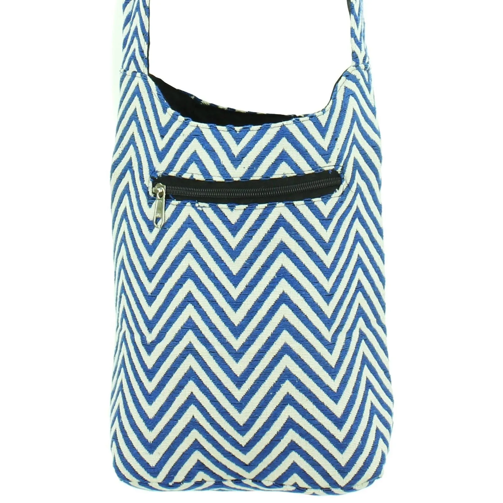 Cotton Canvas Sling Shoulder Bag - ZigZag Blue