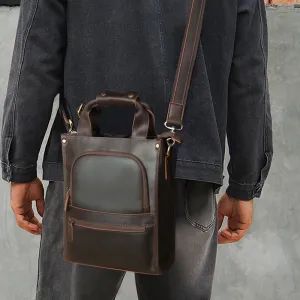 Crazy Horse Leather Shoulder Bag For Mens Leather Handbag Leather Tote Retro Leather Crossbody Bag