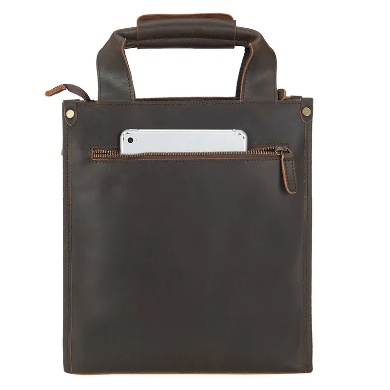 Crazy Horse Leather Shoulder Bag For Mens Leather Handbag Leather Tote Retro Leather Crossbody Bag
