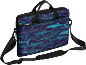 Creative Background Sharks Laptop Shoulder Messenger Bag Waterproof Laptop Briefcase Handle Padded Strap