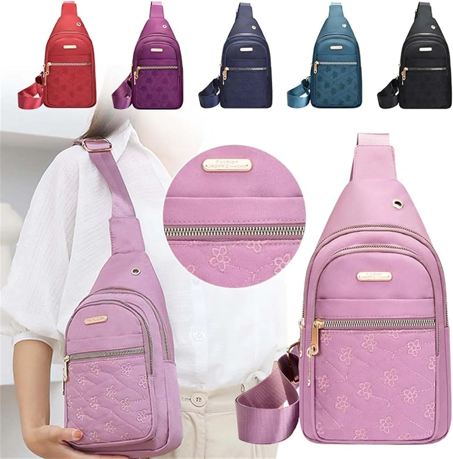Crossbody Bags For Women Men Hiking Bag Bakpack With Earphone Hole Shoulder Strap PU Leather ossbody ucket Bag