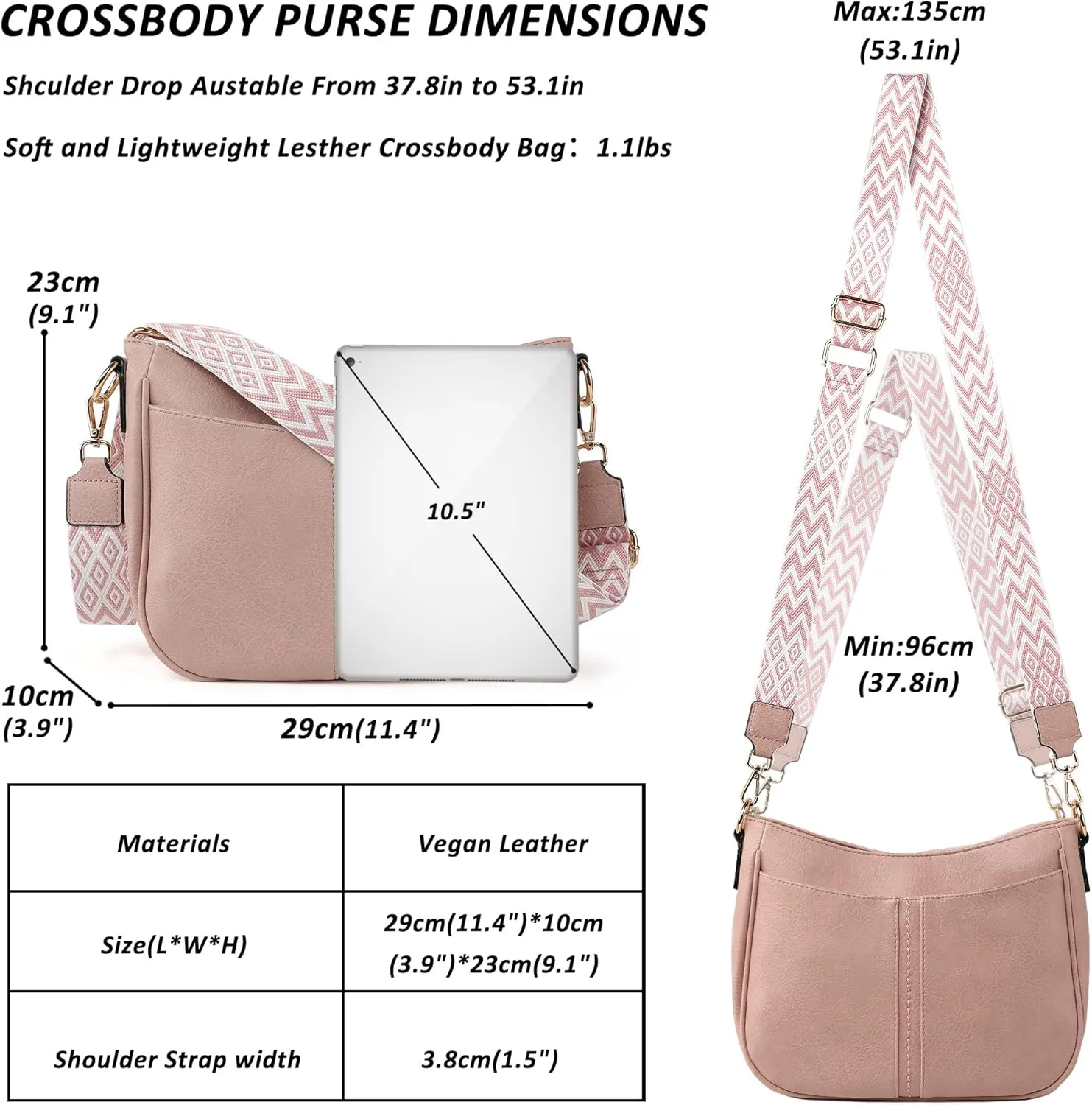Crossbody Bags for Women Vegan Leather Purses for Women Hobo Bag Shoulder Bag Handbags for Shopping Work