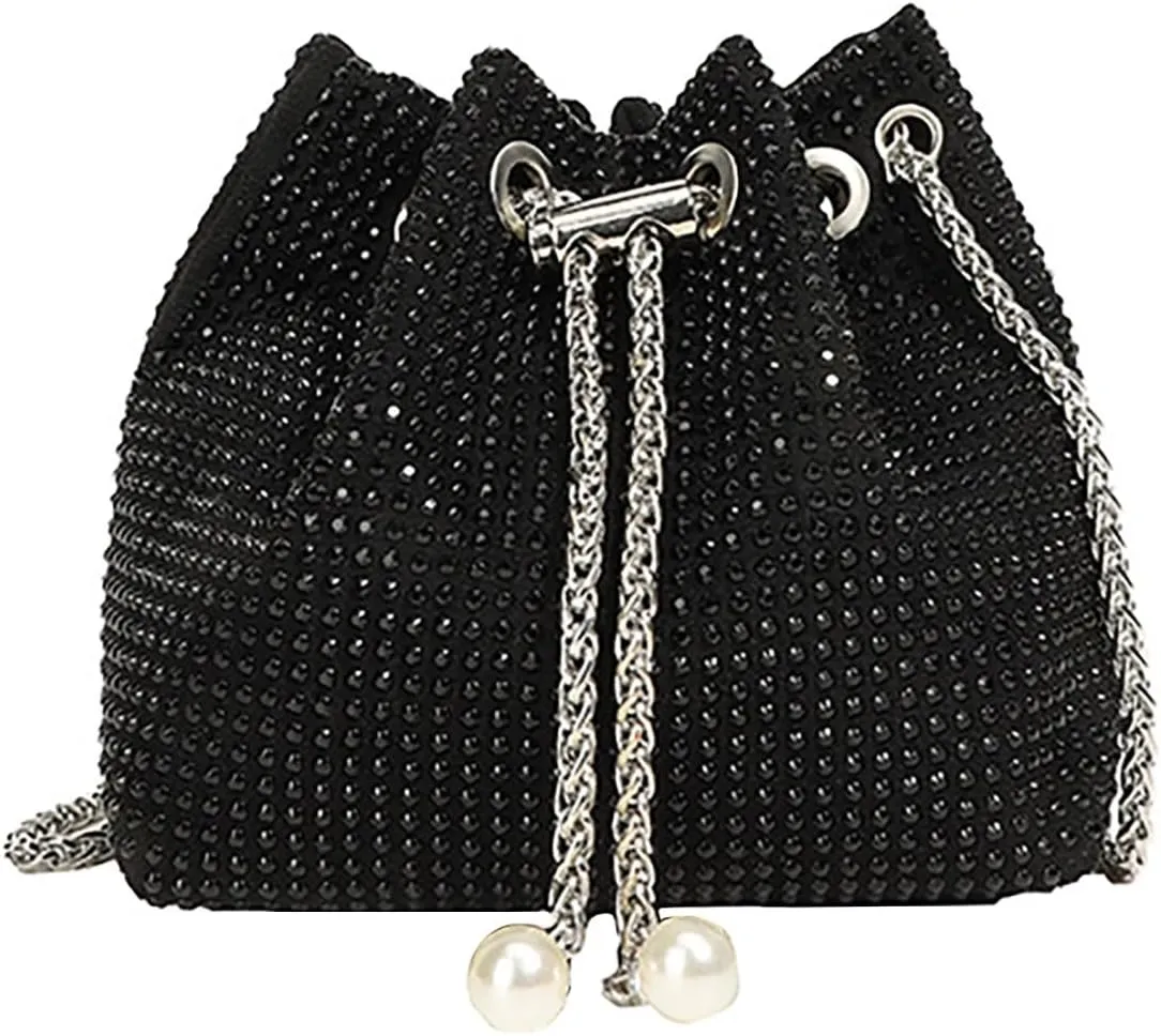 Crossbody Shoulder Evening Bag Shinny Clutch Purse Bucket Pearl Strap Handbag For oss Body Bag Purses for Women