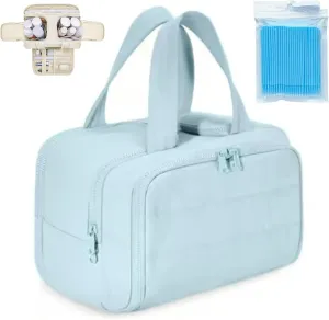 Cureaway Travel Cosmetic Bag, Cureaway Travel Toiletry Bag, Large Capacity Wide-Open Makeup Bags, Waterproof Lightweight Portable, Wet and Dry Separation with Partition Storage Bag (blue)