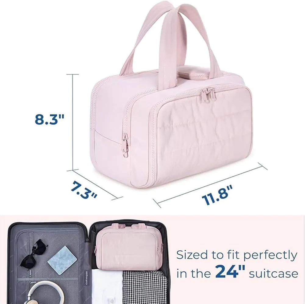 Cureaway Travel Cosmetic Bag, Cureaway Travel Toiletry Bag, Large Capacity Wide-Open Makeup Bags, Waterproof Lightweight Portable, Wet and Dry Separation with Partition Storage Bag (blue)