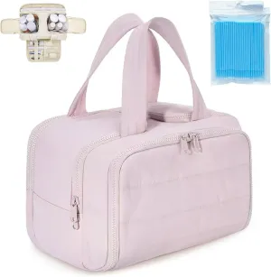 Cureaway Travel Cosmetic Bag, Cureaway Travel Toiletry Bag, Large Capacity Wide-Open Makeup Bags, Waterproof Lightweight Portable, Wet and Dry Separation with Partition Storage Bag (pink)