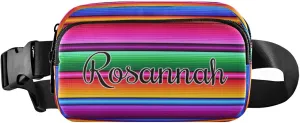 Custom Blanket Stripes Ethnic Mexican Belt Bag for Women Men Cinco De Mayo Party Decor Fanny Pack Small Waist Pouch Crossbody Bags for Outdoor Hiking Running Travel
