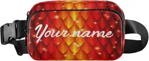 Custom Red Fire Dragon Skin Pattern Belt Bag for Women Men Fish Scales Texture Fanny Pack Small Waist Pouch Crossbody Bags for Outdoor Hiking Running Travel