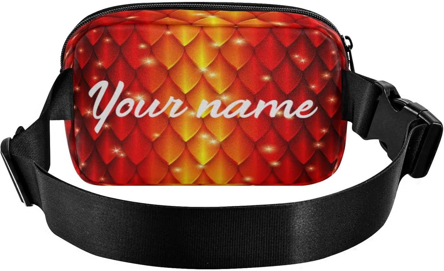 Custom Red Fire Dragon Skin Pattern Belt Bag for Women Men Fish Scales Texture Fanny Pack Small Waist Pouch Crossbody Bags for Outdoor Hiking Running Travel