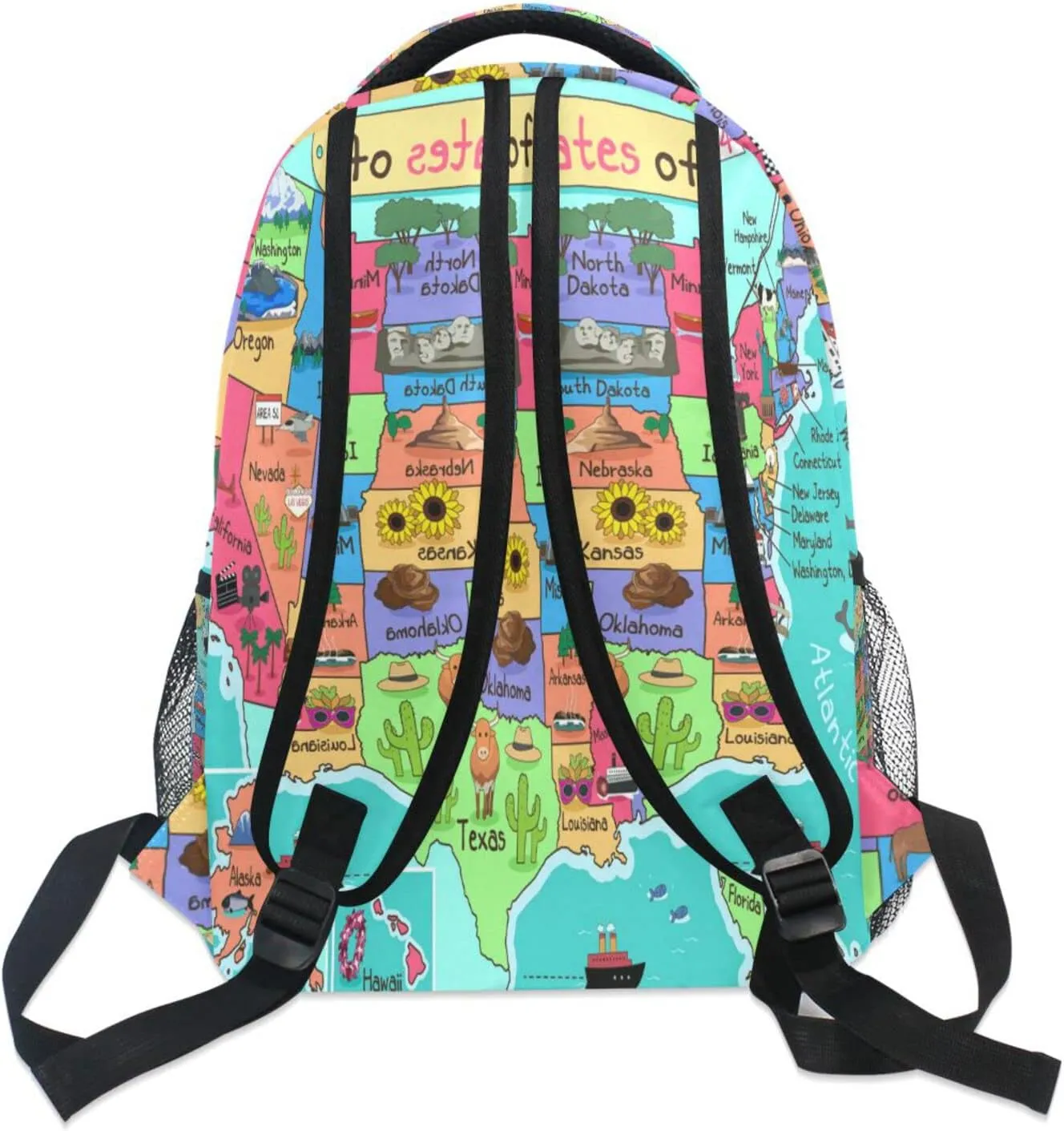 Custom United States Map Backpack for Boys Girls Personalized Your Name Text Bookbag Animal World Kids School Backpacks 3rd 4th 5th Grade Laptop Daypacks