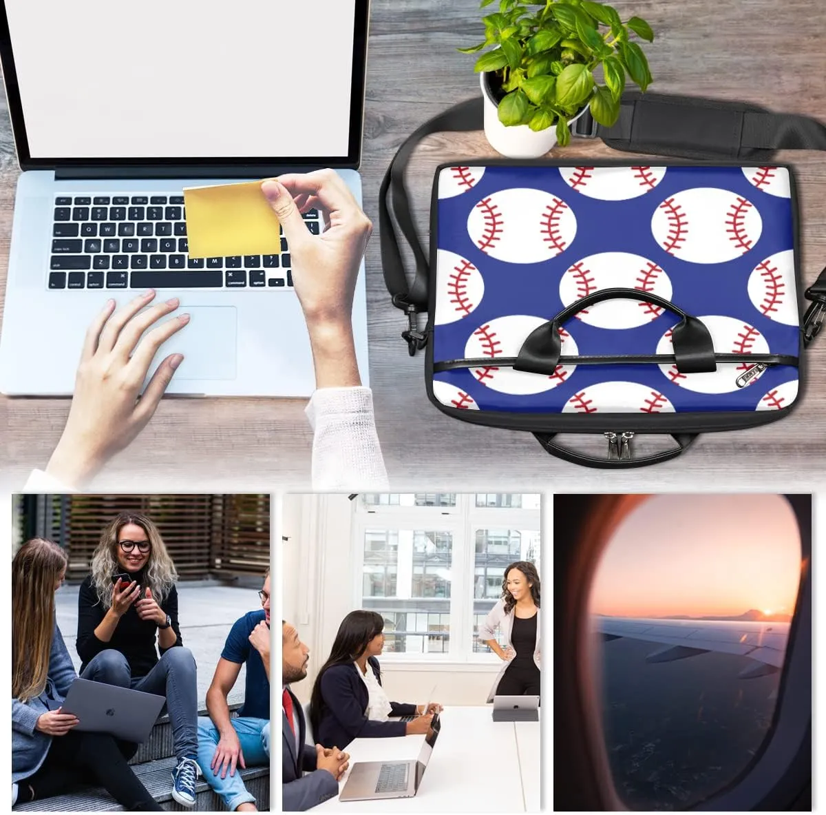 Cute Butterfly Laptop Shoulder Messenger Bag Waterproof Laptop Briefcase with Handle and Padded Strap Case Sleeve