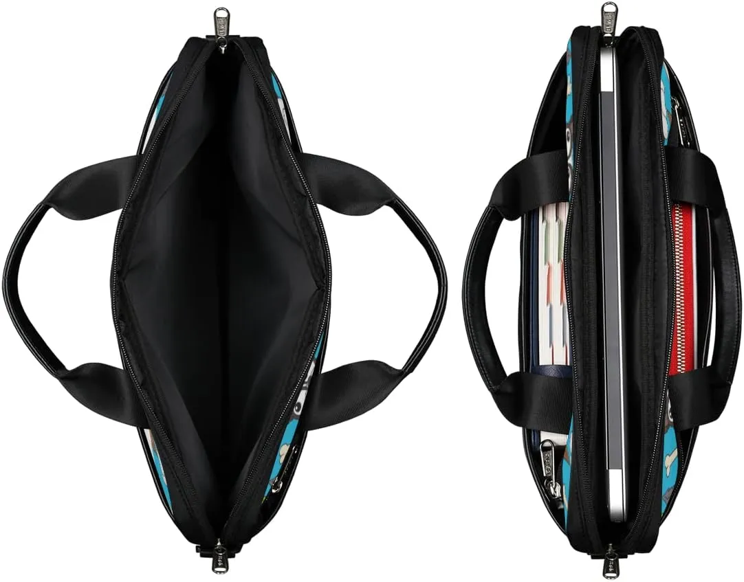 Cute Dog In Bathroom Laptop Shoulder Messenger Bag Waterproof Laptop Briefcase with Handle and Padded Strap Case Sleeve