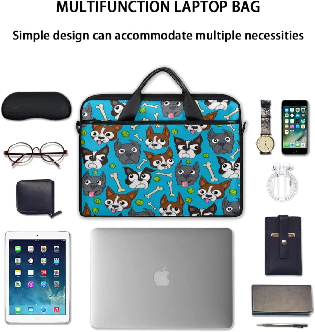 Cute Dog In Bathroom Laptop Shoulder Messenger Bag Waterproof Laptop Briefcase with Handle and Padded Strap Case Sleeve