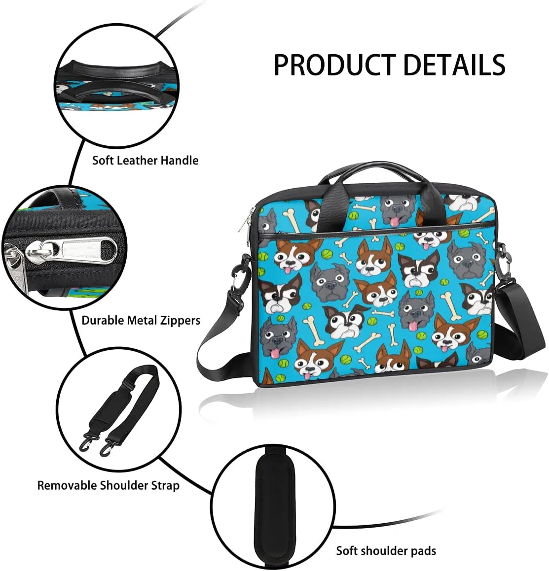 Cute Dog In Bathroom Laptop Shoulder Messenger Bag Waterproof Laptop Briefcase with Handle and Padded Strap Case Sleeve