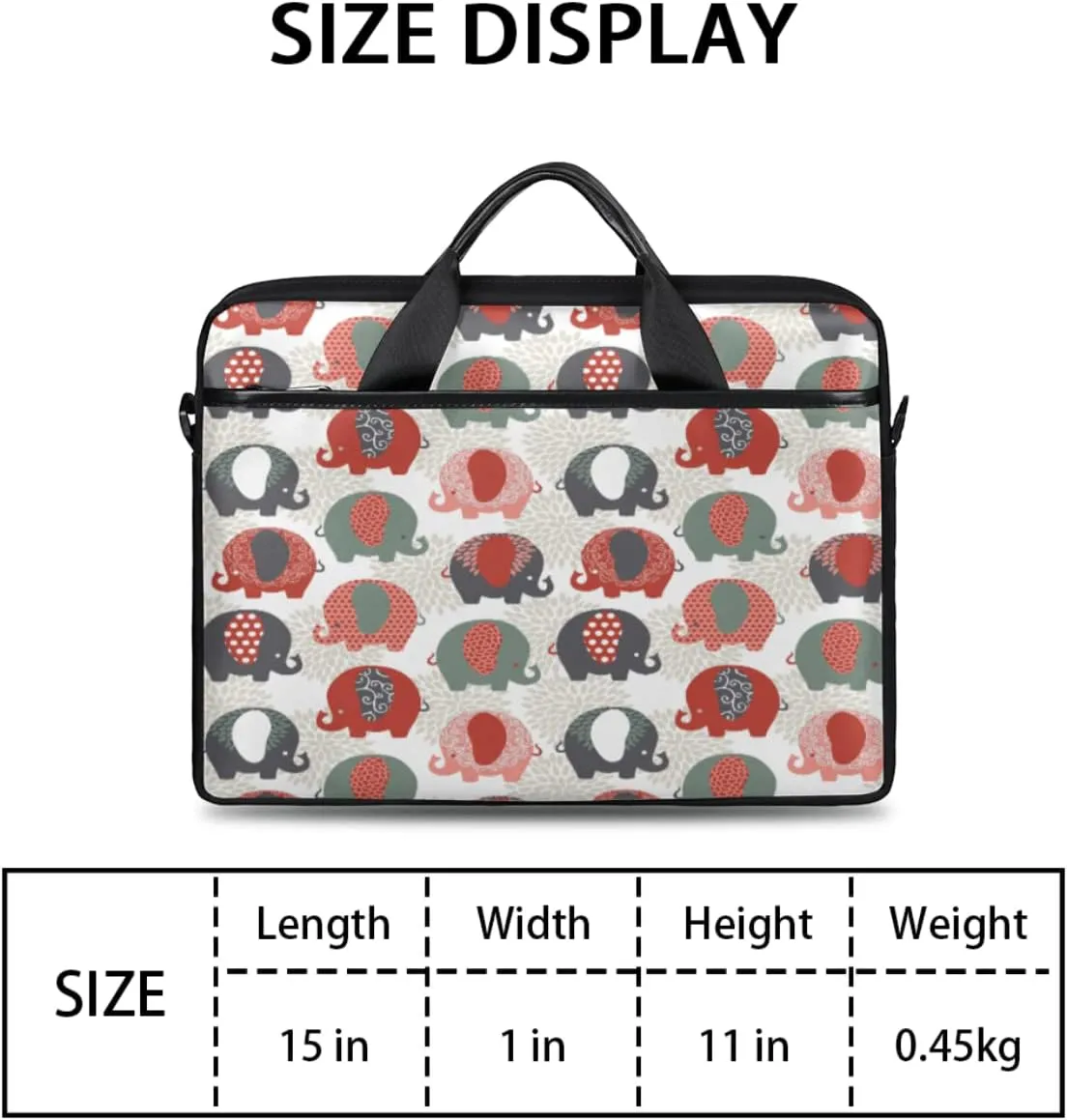 Cute Elephant Balloon Laptop Shoulder Messenger Bag Waterproof Laptop Briefcase with Handle and Padded Strap Case Sleeve