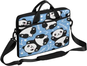 Cute Panda Caroon Laptop Shoulder Messenger Bag Waterproof Laptop Briefcase with Handle and Padded Strap Case Sleeve for 13 13.3 14 15.6 Inch Laptop Case