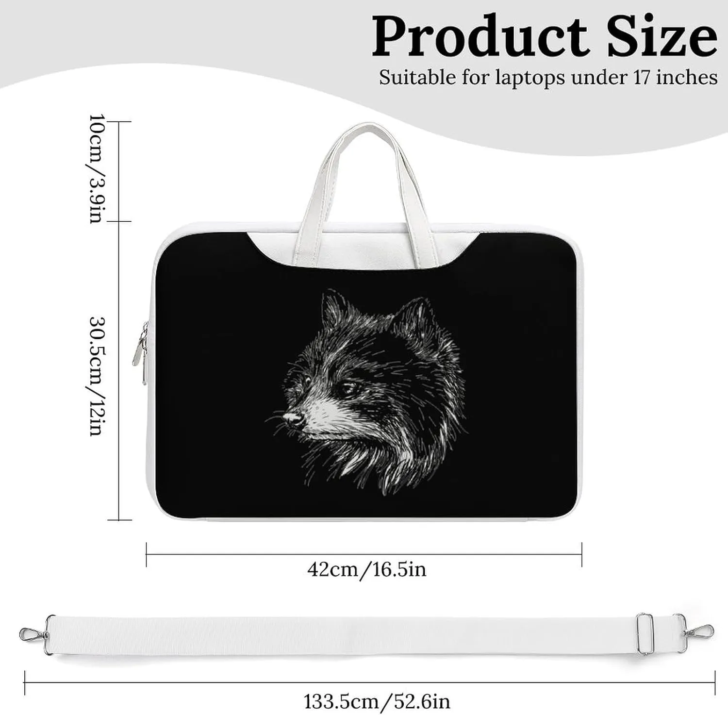 Cute Raccoon Leather Bag Laptop Case Slim Water Resistant Computer Bags with Handle Briefcase for Work