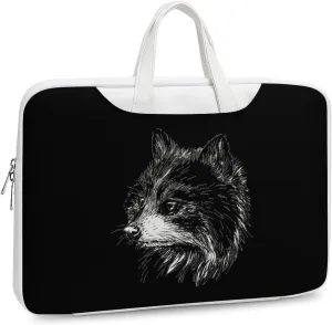 Cute Raccoon Leather Bag Laptop Case Slim Water Resistant Computer Bags with Handle Briefcase for Work