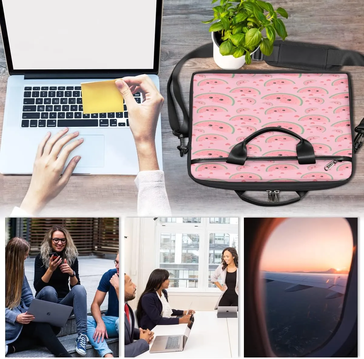 Cute Skull Laptop Shoulder Messenger Bag Waterproof Laptop Briefcase with Handle and Padded Strap Case Sleeve