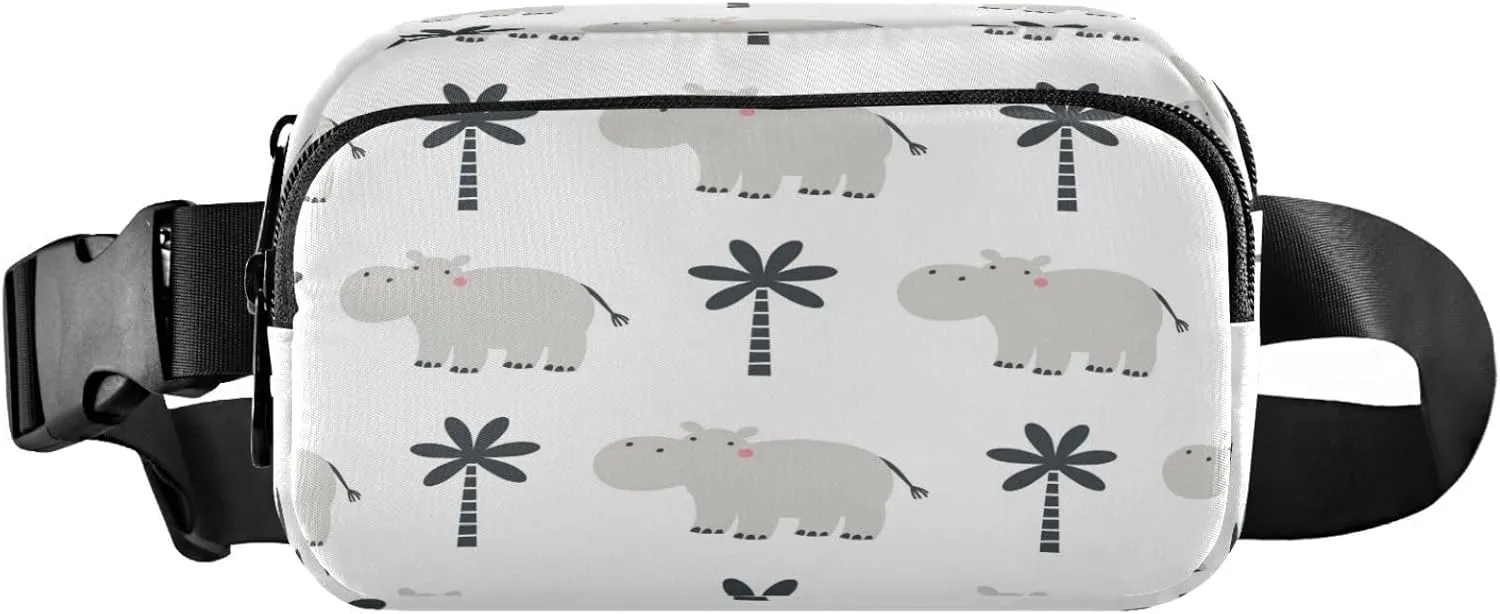 Dancing Ballerinas Silhoette Hippo Tree Belt Bag for Women Men Animal Fanny Pack Small Waist Pouch Crossbody Bags for Outdoor Hiking Running Travel