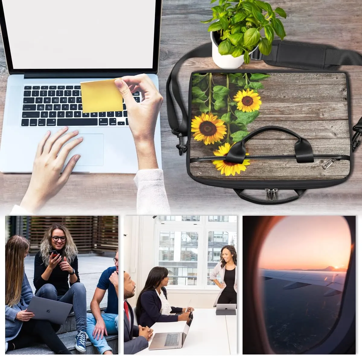 Dancing Skeleton Laptop Shoulder Messenger Bag Waterproof Laptop Briefcase Handle Padded Strap