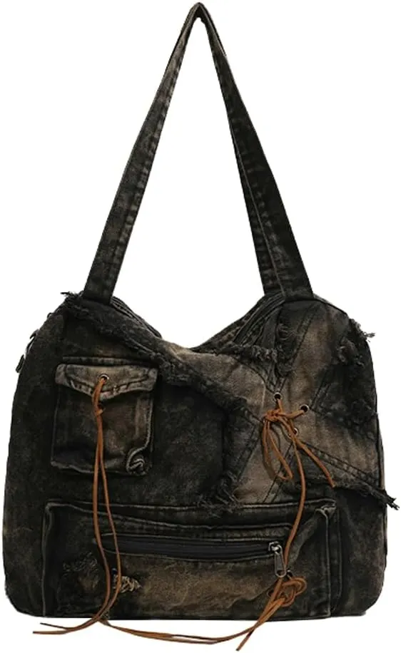 Denim Tote Bags for Women Vintage Y2k Hobo Bags for Women Retro Shoulder Bag Carryall Bag Large Handbags Purses 2024