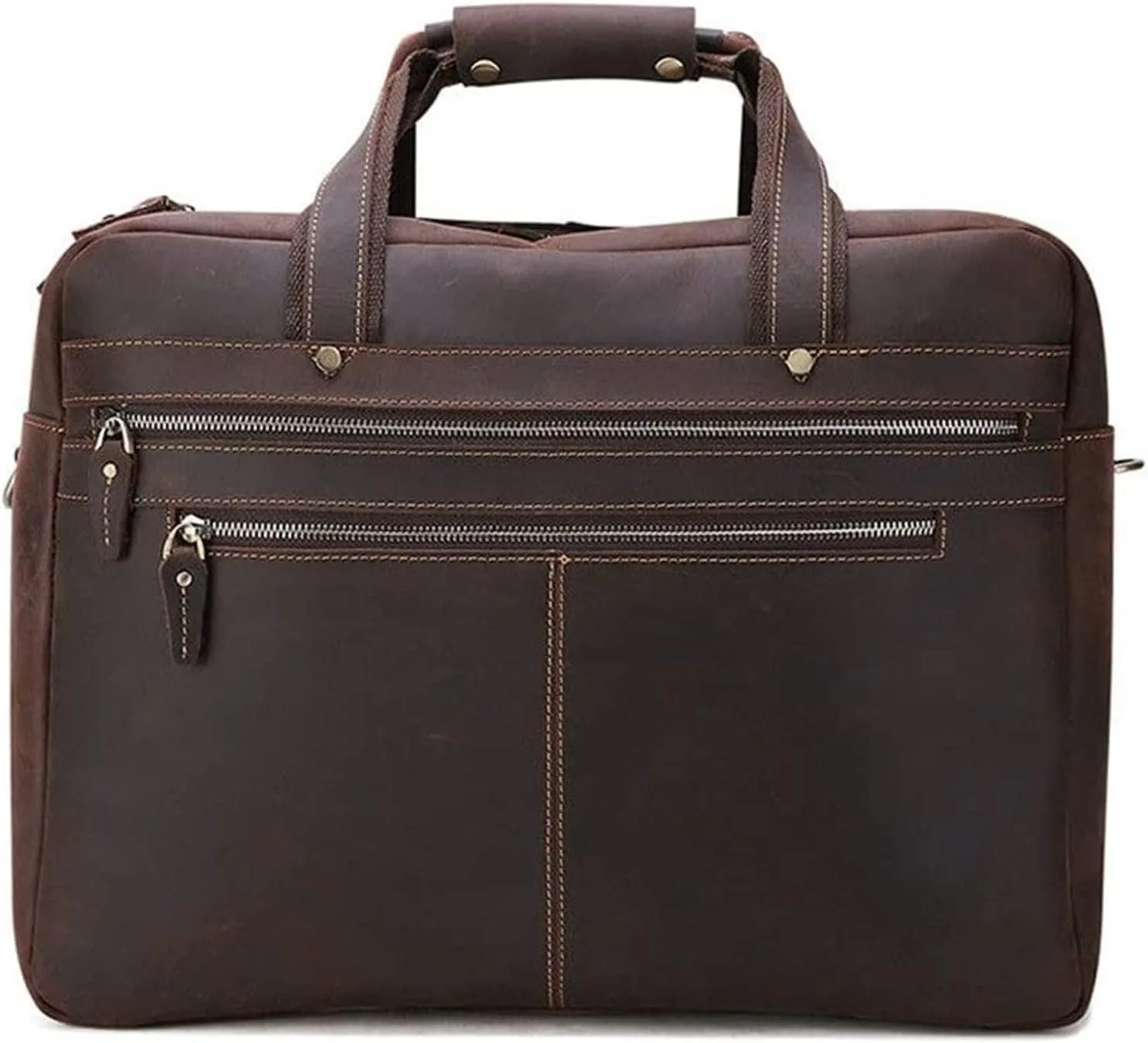 DHAEY Briefcases Vintage Messenger Handbag, Vintage Leather Briefcase 17" Laptop Tote Large Capacity Messenger Bag
