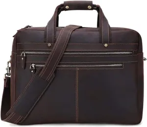 DHAEY Briefcases Vintage Messenger Handbag, Vintage Leather Briefcase 17" Laptop Tote Large Capacity Messenger Bag