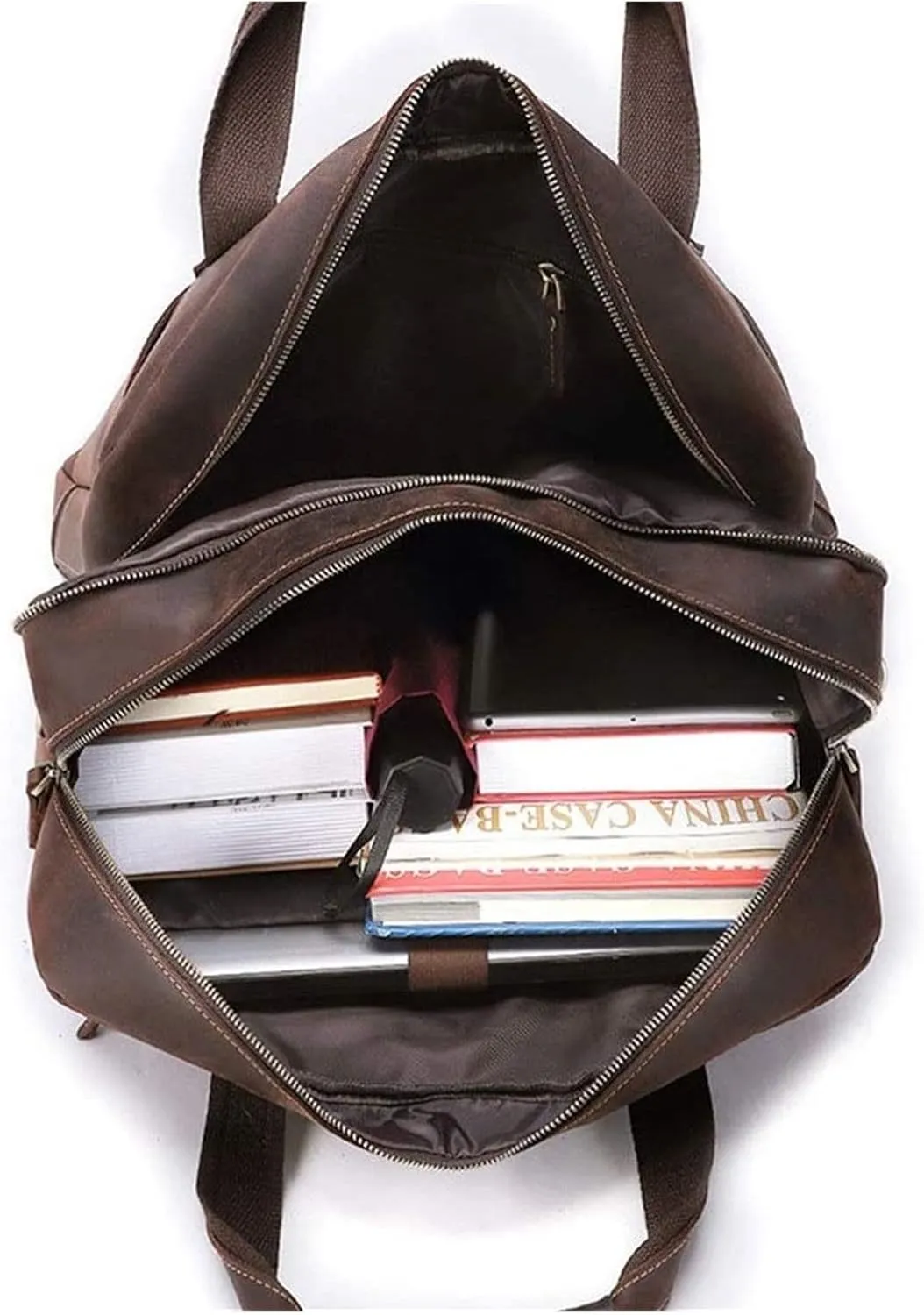DHAEY Briefcases Vintage Messenger Handbag, Vintage Leather Briefcase 17" Laptop Tote Large Capacity Messenger Bag