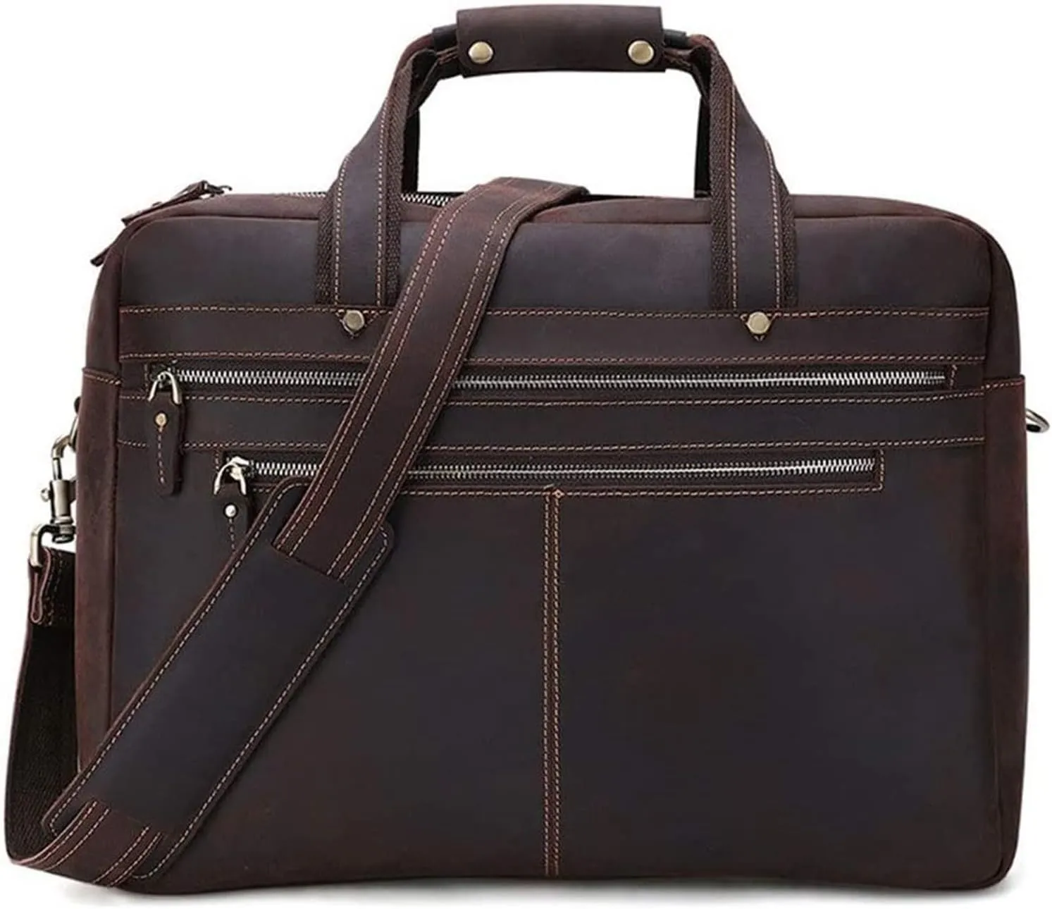 DHAEY Briefcases Vintage Messenger Handbag, Vintage Leather Briefcase 17" Laptop Tote Large Capacity Messenger Bag
