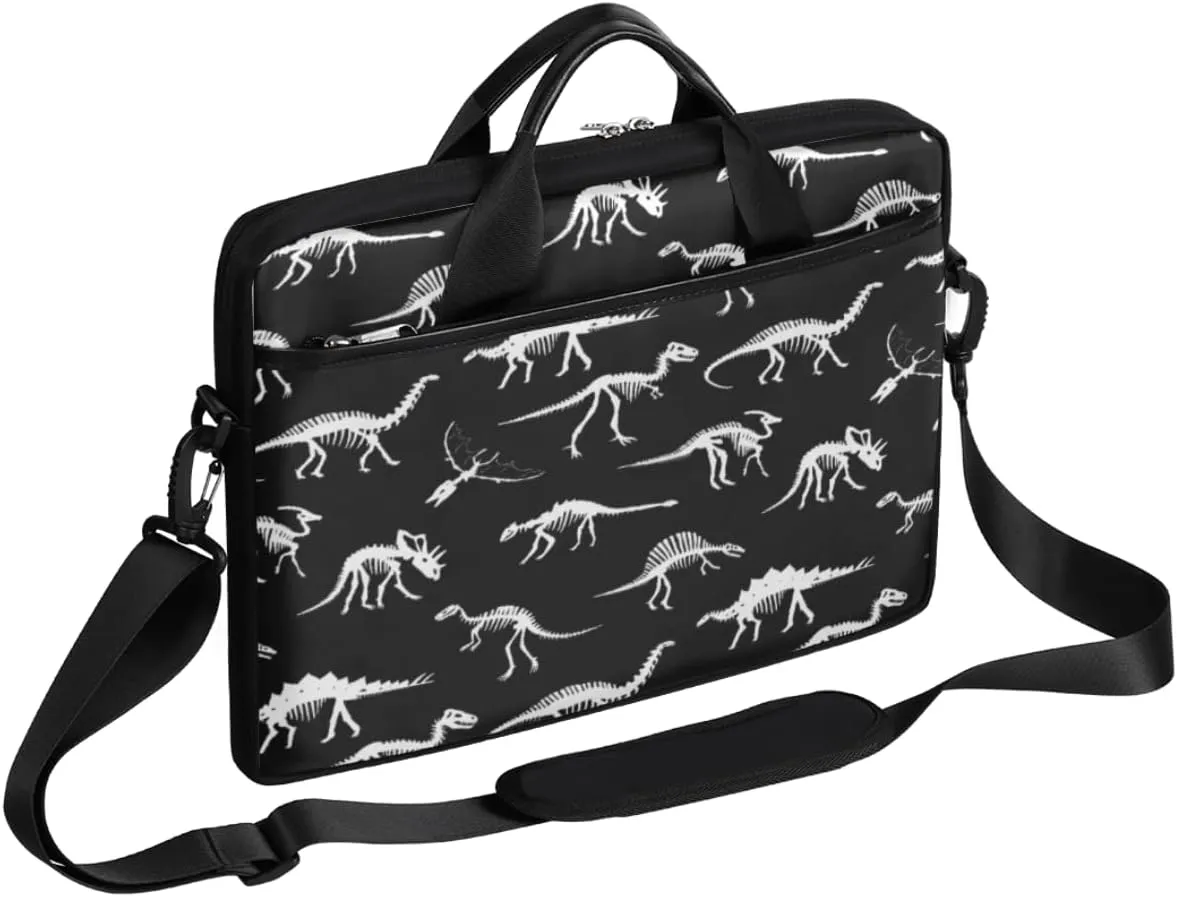 Dinosaur Blue Background Laptop Shoulder Messenger Bag Waterproof Laptop Briefcase with Handle and Padded Strap Case Sleeve
