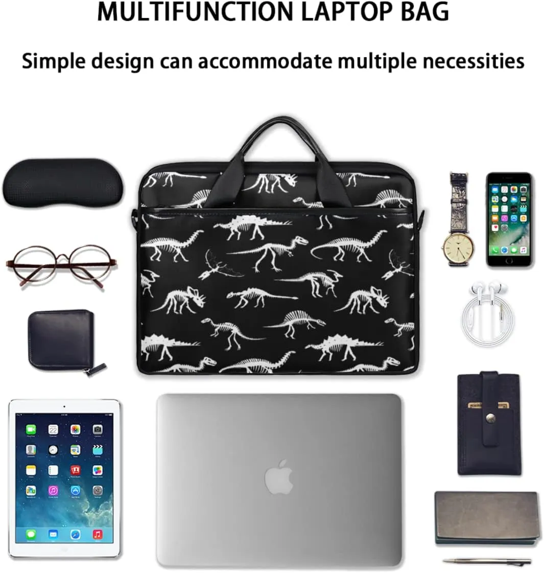 Dinosaur Blue Background Laptop Shoulder Messenger Bag Waterproof Laptop Briefcase with Handle and Padded Strap Case Sleeve
