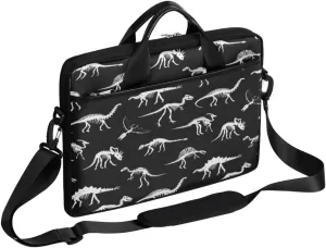 Dinosaur Blue Background Laptop Shoulder Messenger Bag Waterproof Laptop Briefcase with Handle and Padded Strap Case Sleeve