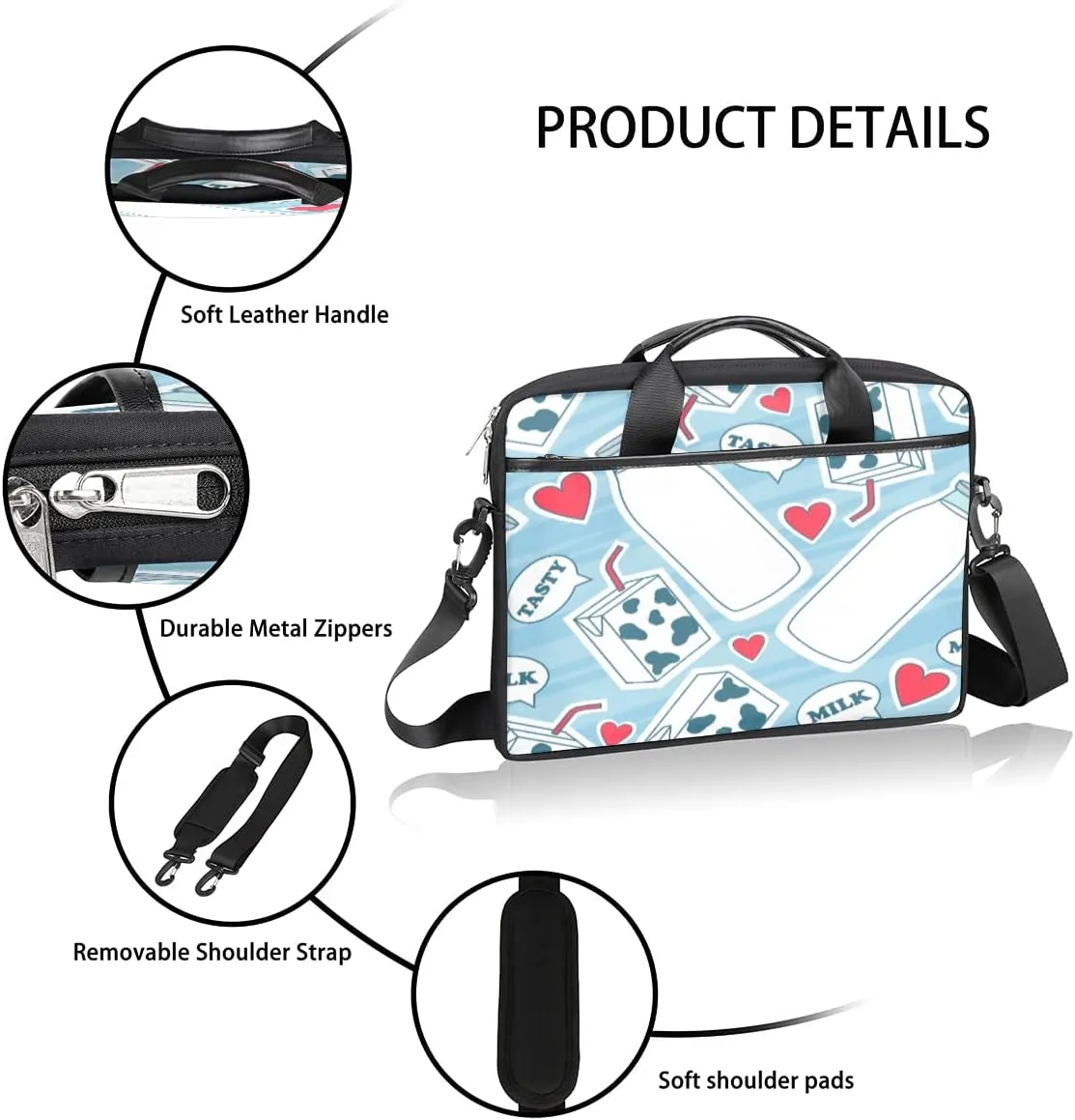 Dinosaur Seamless Laptop Shoulder Messenger Bag Waterproof Laptop Briefcase with Handle and Padded Strap Case Sleeve