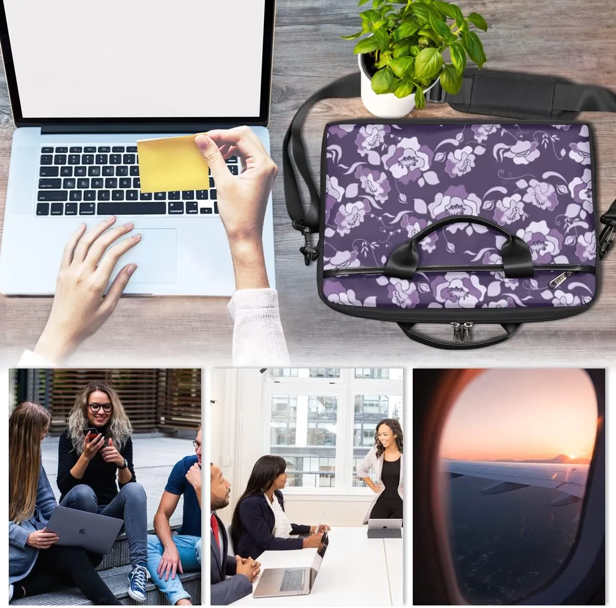 Dinosaur Seamless Laptop Shoulder Messenger Bag Waterproof Laptop Briefcase with Handle and Padded Strap Case Sleeve