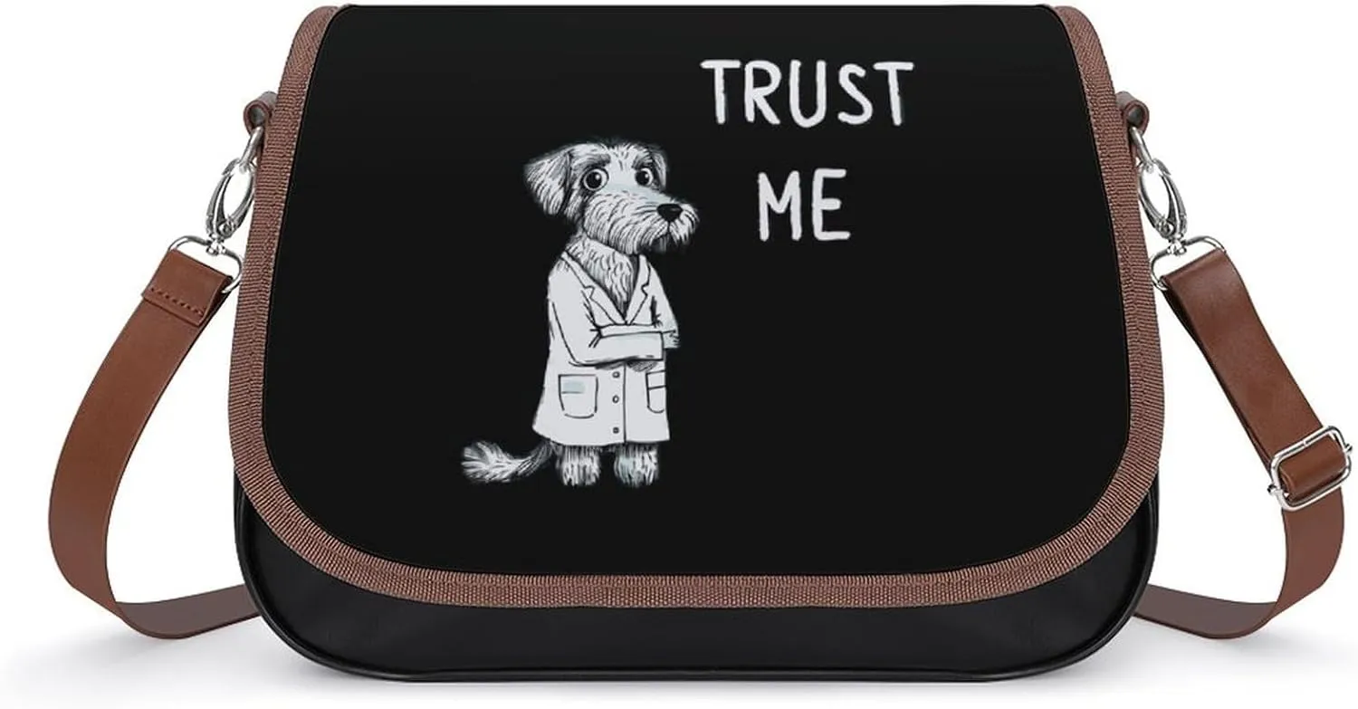 Dog Doctor Trust Me Women's Crossbody Bag Leather Medium Shoulder Handbag Fashion Tote Purse with Adjustable Strap