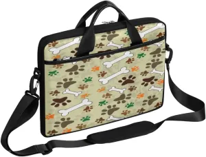 Dog Paws Print Laptop Shoulder Messenger Bag Waterproof Laptop Briefcase with Handle and Padded Strap Case Sleeve for 13 13.3 14 15.6 Inch Laptop Case