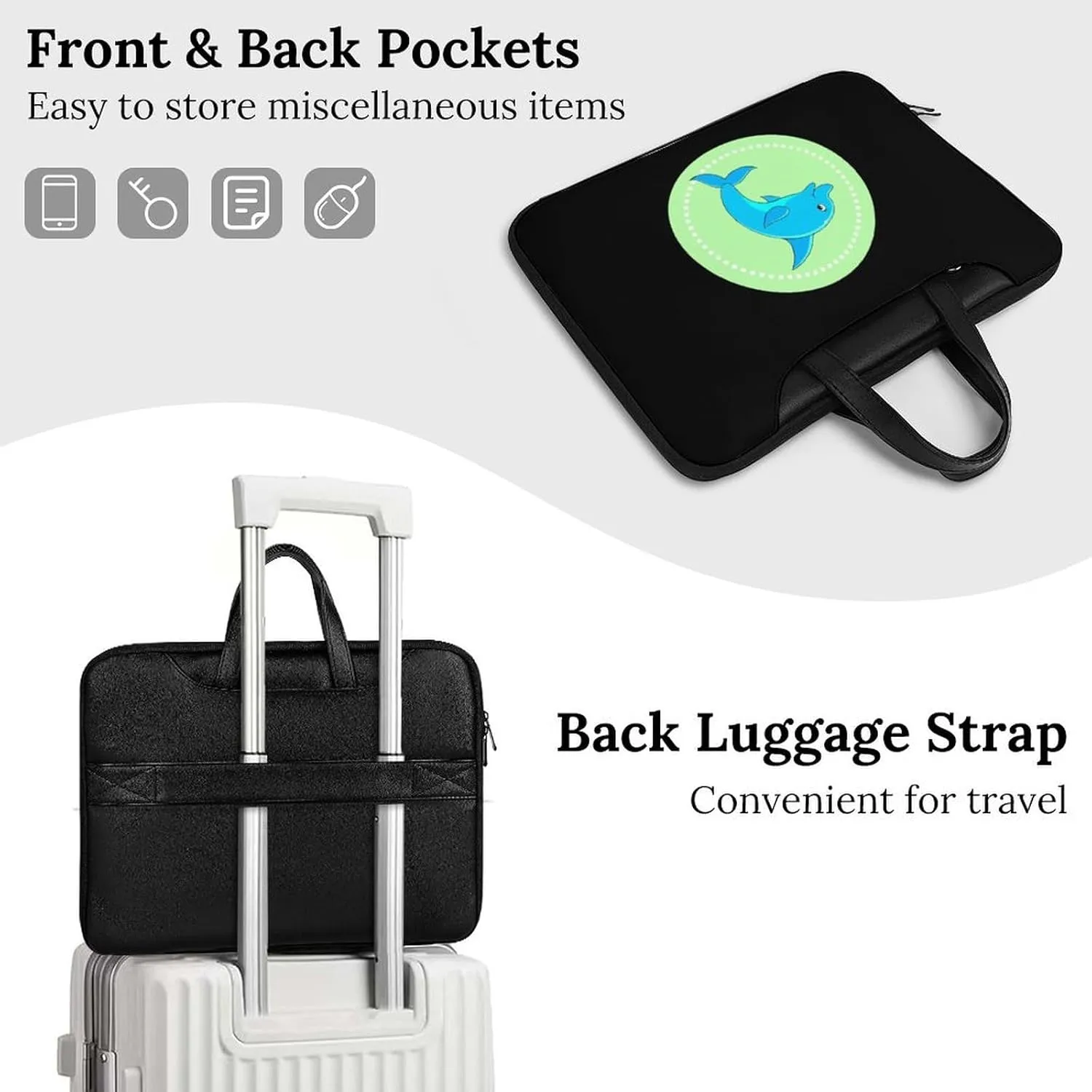 Dolphin Leather Bag Laptop Case Slim Water Resistant Computer Bags with Handle Briefcase for Work