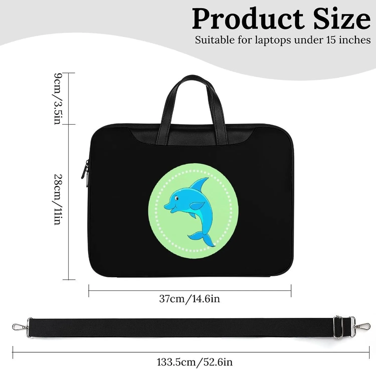 Dolphin Leather Bag Laptop Case Slim Water Resistant Computer Bags with Handle Briefcase for Work