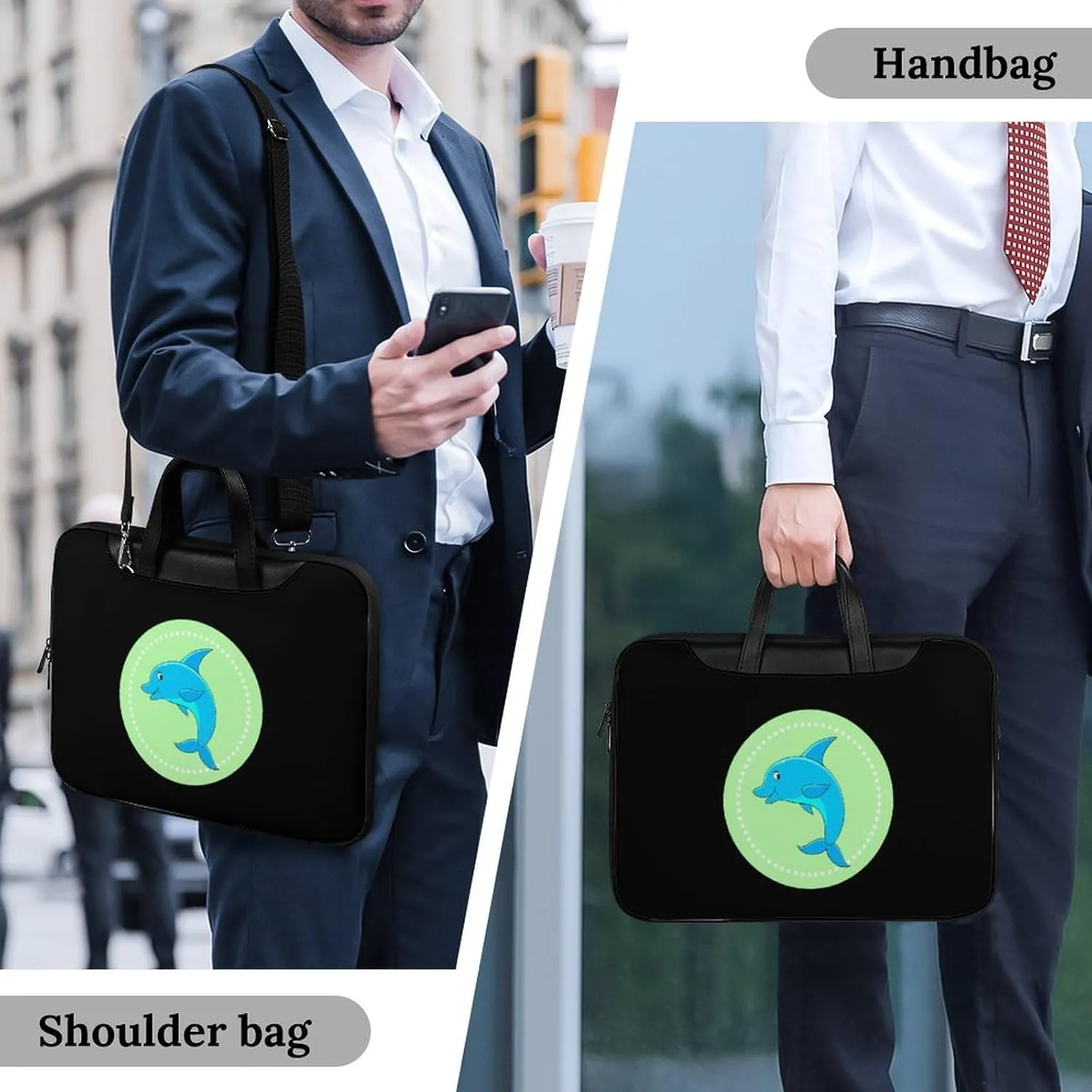 Dolphin Leather Bag Laptop Case Slim Water Resistant Computer Bags with Handle Briefcase for Work