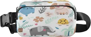 Doodle Elephants Turtle Belt Bag for Women Men Fanny Pack Small Waist Pouch Crossbody Bags for Outdoor Hiking Running Travel