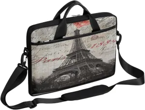 Eiffel Tower Blue Letters Castle Laptop Shoulder Messenger Bag Waterproof Laptop Briefcase