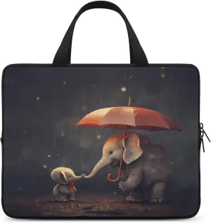 Elephants Mama Hold Umbrellas Laptop Bag Carrying Case Computer Protective Sleeve Case Briefcase for Men Women