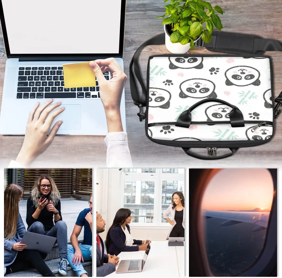 Ethnic Style Elephant Laptop Shoulder Messenger Bag Waterproof Laptop Briefcase with Handle and Padded Strap Case Sleeve