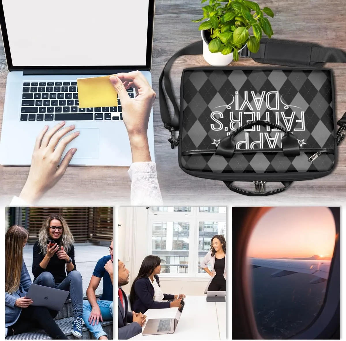 Ethnic Sugar Skull Laptop Shoulder Messenger Bag Waterproof Laptop Briefcase Handle Padded Strap
