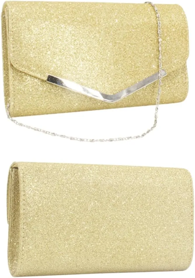 Evening Clutch Bag for Women Fashion Handbag with Glitter Pattern for Wedding Parties Cocktail Events and Family Reunions Durable Chain Design