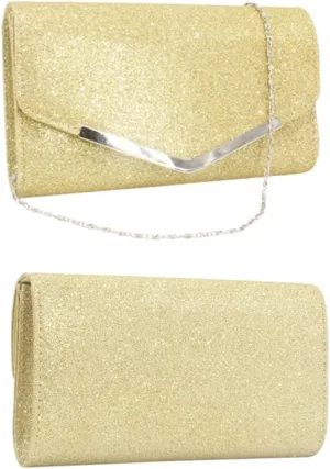 Evening Clutch Bag for Women Fashion Handbag with Glitter Pattern for Wedding Parties Cocktail Events and Family Reunions Durable Chain Design