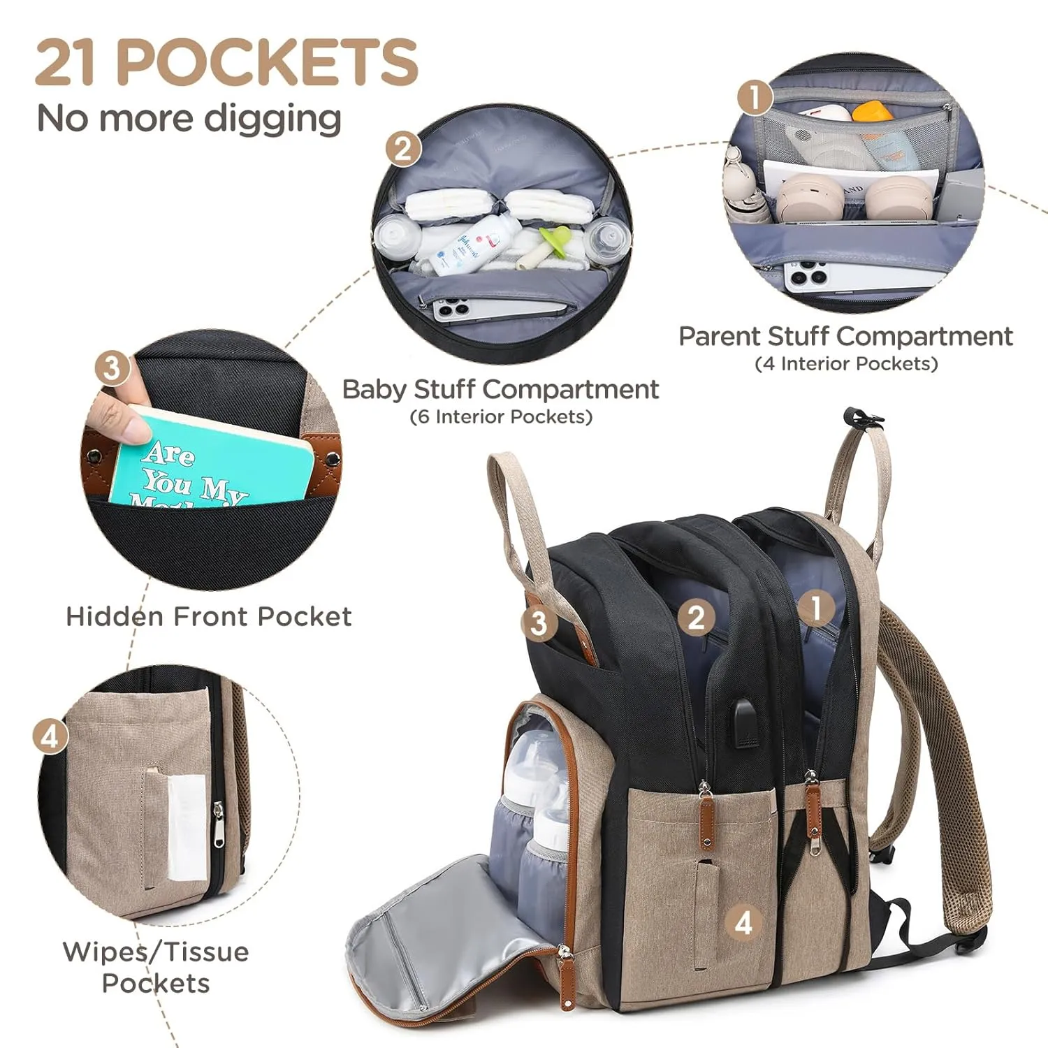 Extra Large Diaper Bag for 2 Kids - Expandable 35L Twin Baby Bags Backpack with 4 Insulated & 16" Laptop Pocket & 2 Compartments - Big Diapers Backpacks - Travel Paaleras Para Bebe, Unisex